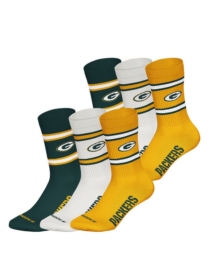 HUDDLE Freizeitsocken Green Bay Crew (6-Paar) Casual Socken, Alltagssocken, Bequeme Socken von HUDDLE
