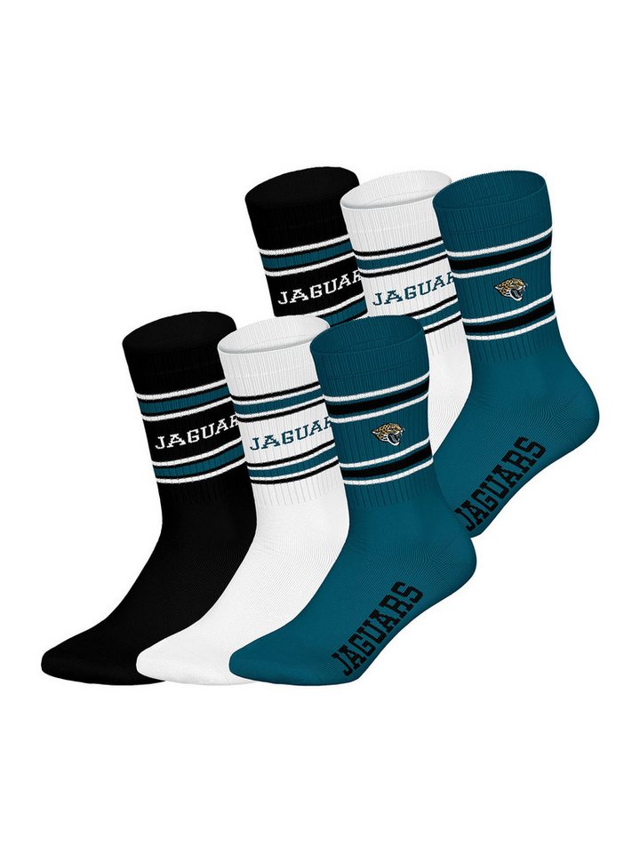HUDDLE Freizeitsocken Jacksonville Jaguars Crew (6-Paar) Casual Socken, Alltagssocken, Bequeme Socken von HUDDLE