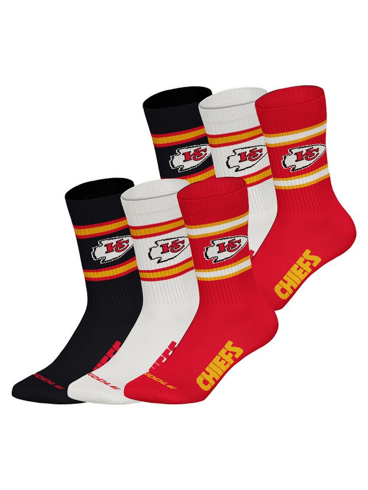 HUDDLE Freizeitsocken Kansas City Chiefs Crew (6-Paar) Casual Socken, Alltagssocken, Bequeme Socken von HUDDLE