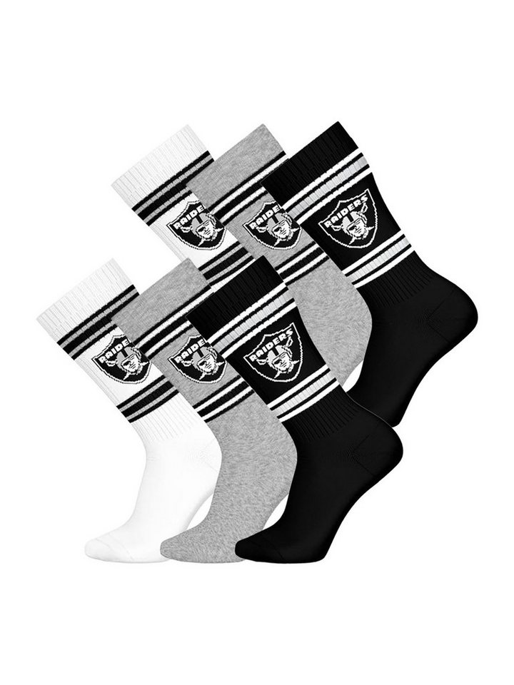 HUDDLE Freizeitsocken Las Vegas Raiders Crew (6-Paar) Casual Socken, Alltagssocken, Bequeme Socken von HUDDLE