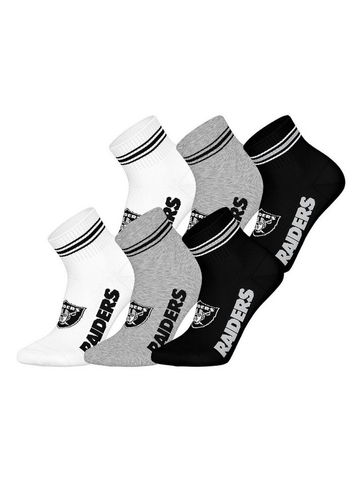 HUDDLE Freizeitsocken Las Vegas Raiders Quarter (6-Paar) Casual Socken, Alltagssocken, Bequeme Socken von HUDDLE