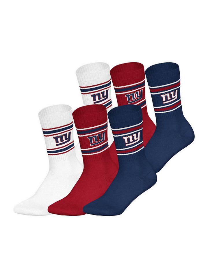 HUDDLE Freizeitsocken NY Giants Crew (6-Paar) Casual Socken, Alltagssocken, Bequeme Socken von HUDDLE