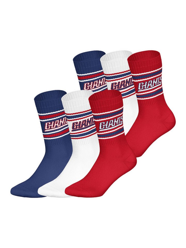 HUDDLE Freizeitsocken NY Giants Crew (6-Paar) Casual Socken, Alltagssocken, Bequeme Socken von HUDDLE