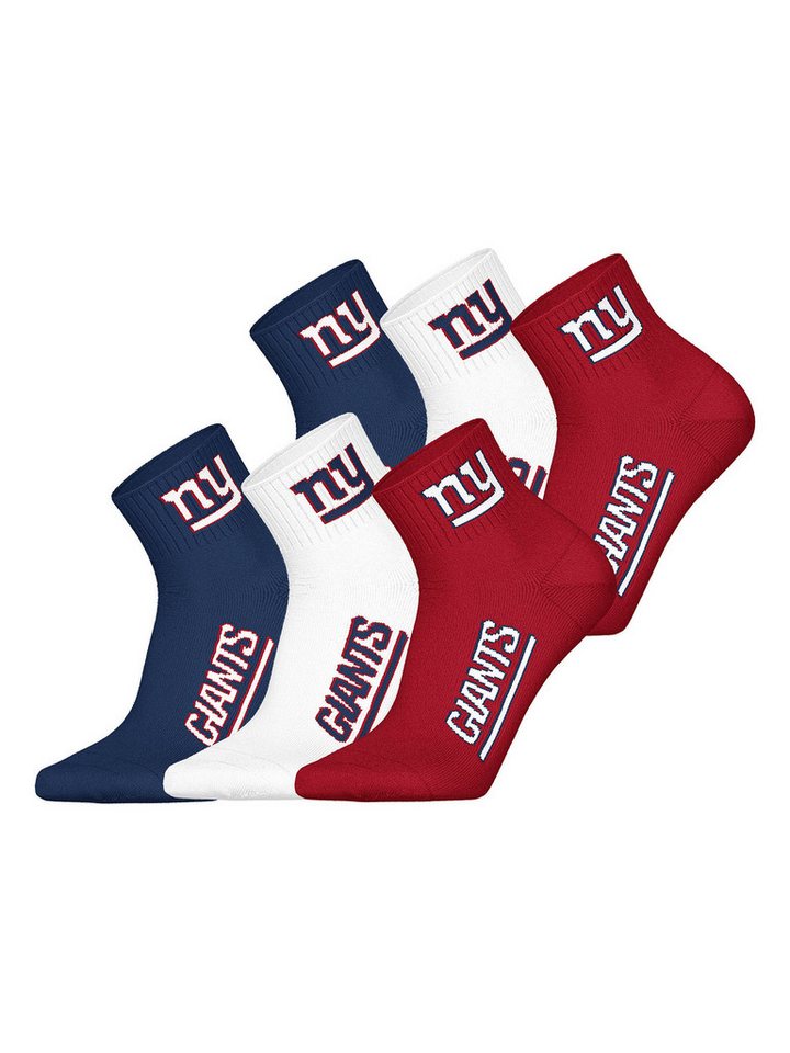 HUDDLE Freizeitsocken NY Giants Quarter (6-Paar) Casual Socken, Alltagssocken, Bequeme Socken von HUDDLE