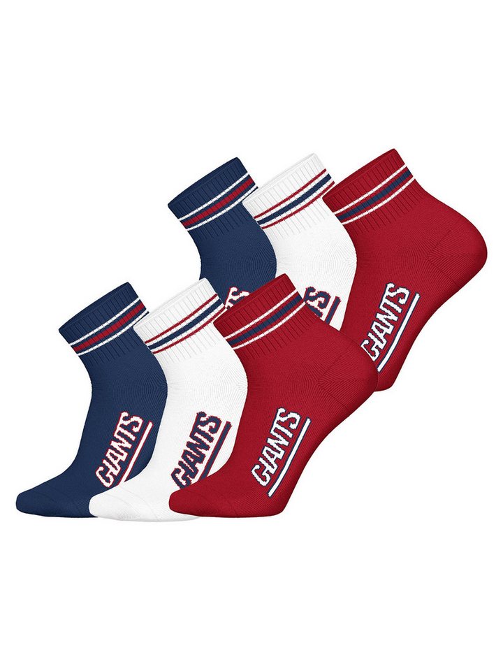 HUDDLE Freizeitsocken NY Giants Quarter (6-Paar) Casual Socken, Alltagssocken, Bequeme Socken von HUDDLE