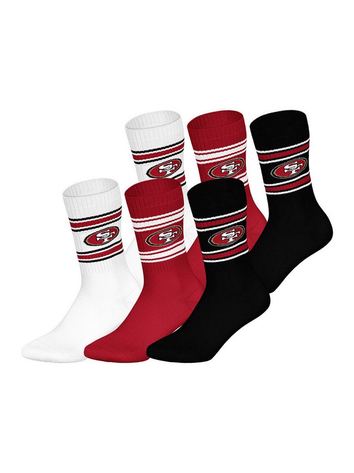 HUDDLE Freizeitsocken San Francisco 49Ers Crew (6-Paar) Casual Socken, Alltagssocken, Bequeme Socken von HUDDLE
