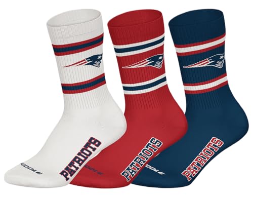 NFL NEW ENGLAND PATRIOTS 3pk Crew Socks - WHT/RED/NNY - 39/42 NFL NEW ENGLAND PATRIOTS 3pk Crew Socks - WHT/RED/NNY - 39/42 von HUDDLE