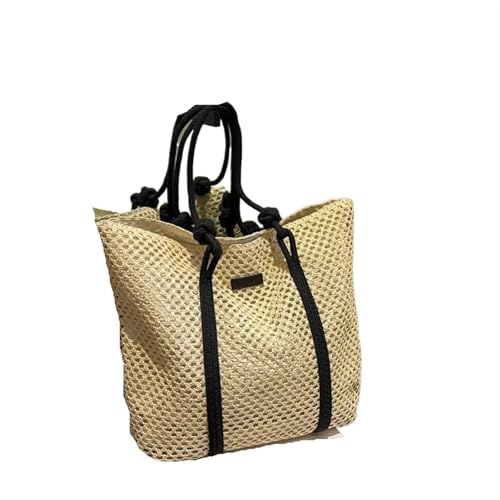 HUDFVIOI Gestrickte Umhängetasche Damen Gewebte Handtasche Frauen Urlaub Strand Tasche Casual Shopper Tote Top-Griff Taschen Mode Unterarm Schultertaschen(Beige) von HUDFVIOI