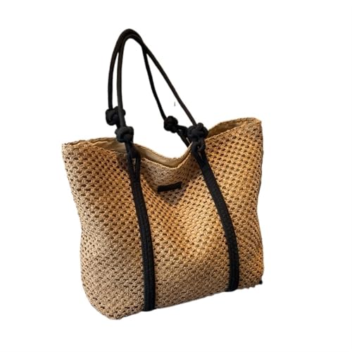 HUDFVIOI Gestrickte Umhängetasche Damen Gewebte Handtasche Frauen Urlaub Strand Tasche Casual Shopper Tote Top-Griff Taschen Mode Unterarm Schultertaschen(Khaki) von HUDFVIOI