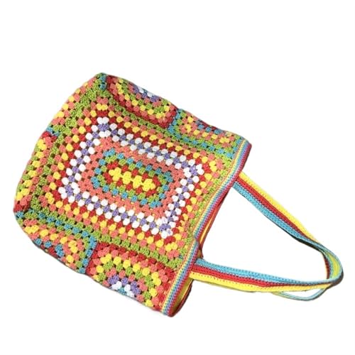 HUDFVIOI Gestrickte Umhängetasche Damentaschen Garnhandtaschen Häkeln Handgestrickte Taschen Schultertaschen Damen Gewebte Tasche(Yellow) von HUDFVIOI