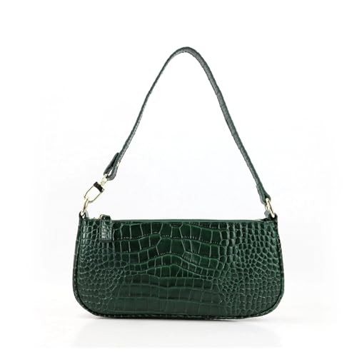 HUDFVIOI unterarmtasche Damen Handtasche aus geprägtem Leder, Umhängetasche, Unterarmtasche(Dark green) von HUDFVIOI