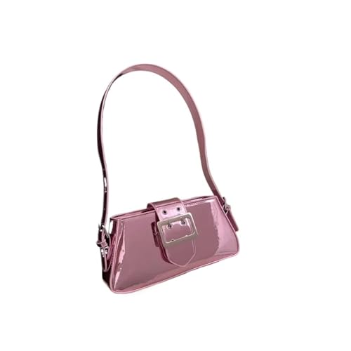HUDFVIOI unterarmtasche Damen Handtaschen Schultertasche Design Glanzleder Achseltasche Party Handtasche Lackleder Silber Tasche(Pink) von HUDFVIOI