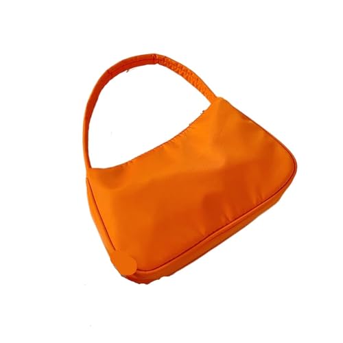 HUDFVIOI unterarmtasche Damen Nylon Einfarbig Schultertasche Reißverschluss Kleine Crescent Messenger Handtaschen Handtasche Retro Damen Schultertaschen(Orange) von HUDFVIOI