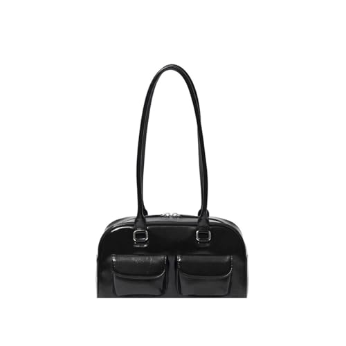 HUDFVIOI unterarmtasche Designer Bowling Box Handtasche for Frauen Boston Tote Bag Ledertasche weibliches Accessoire(Black) von HUDFVIOI