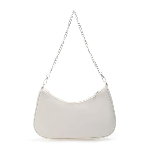HUDFVIOI unterarmtasche Einfarbige Schultertasche Damen Unterarmtasche Damen Top-Griff Clutches Schwarz Weiß Rosa Handtasche Beutel(WHITE) von HUDFVIOI