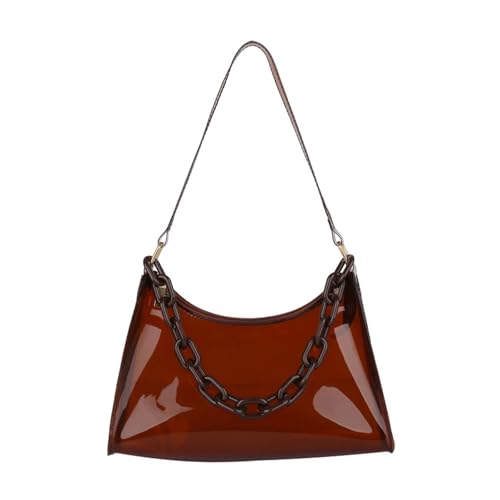 HUDFVIOI unterarmtasche Frische Gelee Tasche Einfarbig Transparent frauen Unterarm Schulter(Brown) von HUDFVIOI