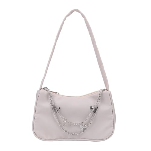 HUDFVIOI unterarmtasche Retro Damen Unterarmtaschen Schmetterling Kette Lässig Reine Farbe Mini Einzelschulter Handtasche for Den Täglichen Einkauf(Beige) von HUDFVIOI
