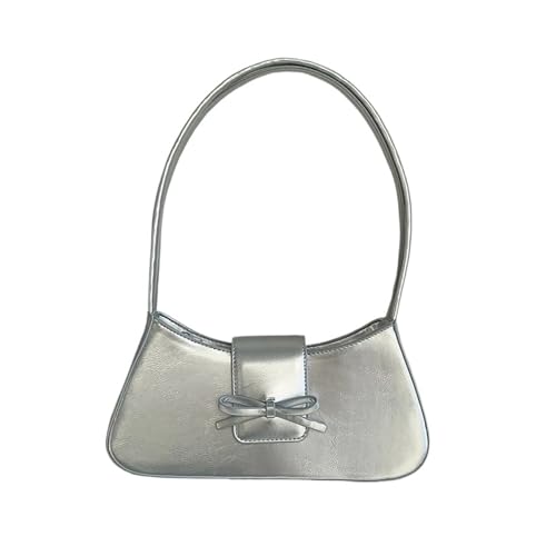 HUDFVIOI unterarmtasche Umhängetasche Taschen for Frauen Minimalistische einzigartige Schleife Französischer Stil Unterarmtasche Coole Mädchen Handtaschen(Silver) von HUDFVIOI