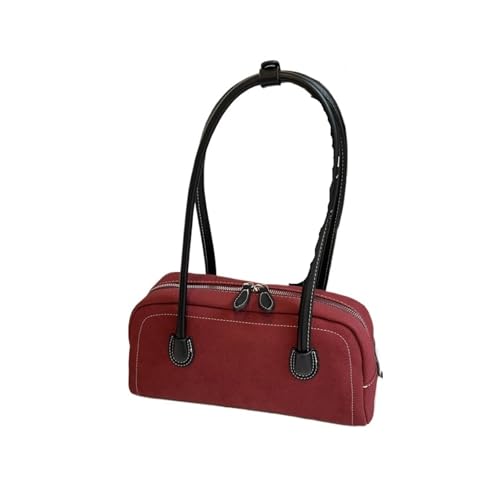 HUDFVIOI unterarmtasche Umhängetasche for Damen, mehrere Taschen, Unterarmtasche, einfarbig, Handtasche mit Reißverschluss, Umhängetasche for Arbeit und Einkaufen(Wine Red) von HUDFVIOI