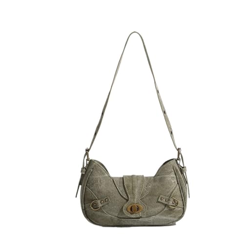 HUDFVIOI unterarmtasche Vintage Umhängetasche Streetstyle Nieten Grün Canvas Handtasche Biker Coole Designer Unterarmtasche Handtasche(Green-A) von HUDFVIOI