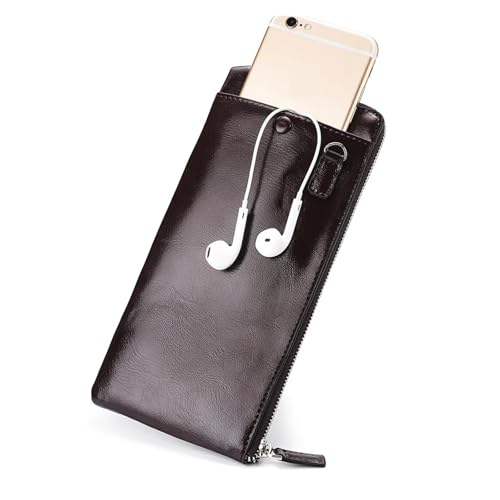 Leder geldbörse Brieftasche Handtasche for Männer Reißverschluss Geldbörse Handytasche Kartenhalter Business Clutch Geldbörsen(Coffee) von HUDFVIOI