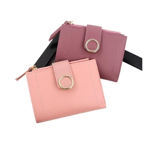 Leder geldbörse Damen Geldbörse, einfache Retro-Nieten, Kurze Geldbörse, Kartenhalter, Handtasche for Mädchen, kleine Damen(R421 Blue) von HUDFVIOI