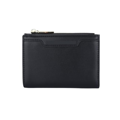 Leder geldbörse Falten Brieftasche for Frauen Solide Zipper PU Leder Designer Weibliche Handtaschen Messenger(Black) von HUDFVIOI