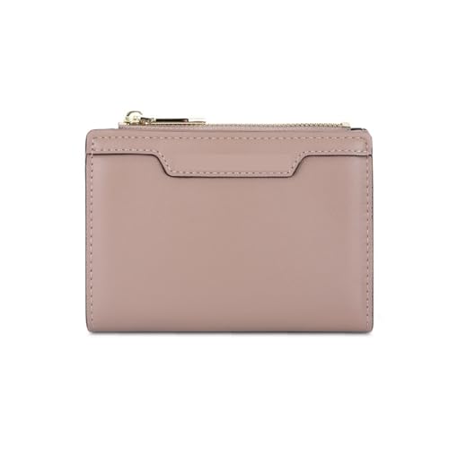 Leder geldbörse Falten Brieftasche for Frauen Solide Zipper PU Leder Designer Weibliche Handtaschen Messenger(Light Brown) von HUDFVIOI