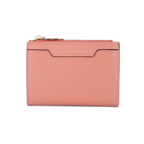 Leder geldbörse Falten Brieftasche for Frauen Solide Zipper PU Leder Designer Weibliche Handtaschen Messenger(Pink) von HUDFVIOI