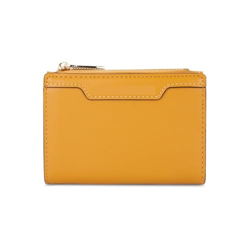 Leder geldbörse Falten Brieftasche for Frauen Solide Zipper PU Leder Designer Weibliche Handtaschen Messenger(Yellow) von HUDFVIOI