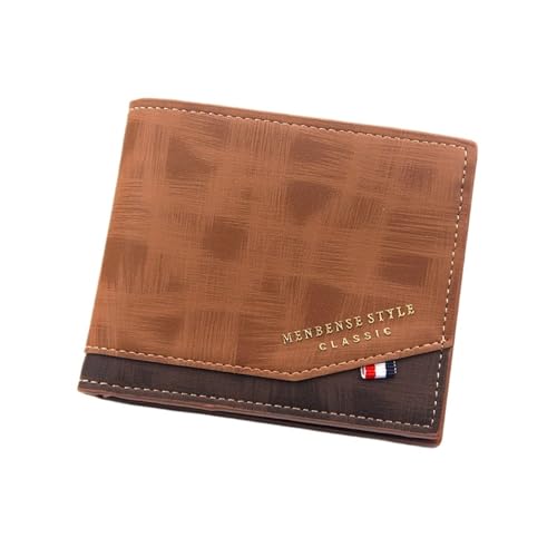 Leder geldbörse Geldbörsen Slim Classic Münzfach Fotohalter Kleine Herrenbrieftasche Karte Mattierte Ledergeldbörsen(Brown) von HUDFVIOI