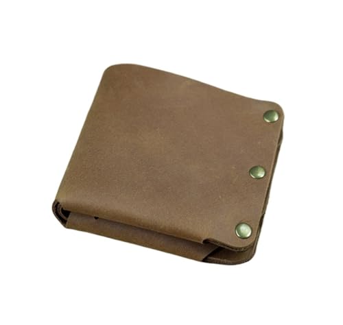 Leder geldbörse Handgemachte Crazy Horse Leder Brieftasche Männer Geld Clip Kurze Tasche Stud männlichen Geldbörse Karte Halter(Light-Brown) von HUDFVIOI