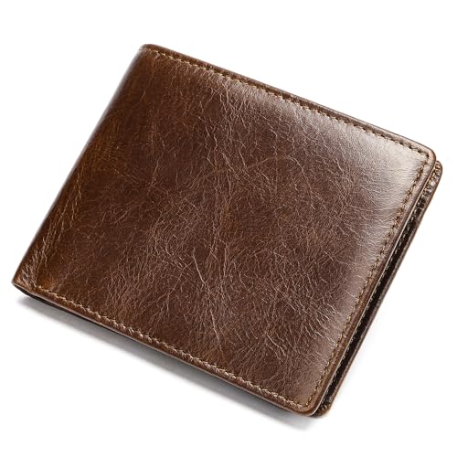 Leder geldbörse Herren Brieftasche Luxus Geldbörse for Männer Designer Münze Kreditkarte Halter Geld(7313-oilcoffee) von HUDFVIOI