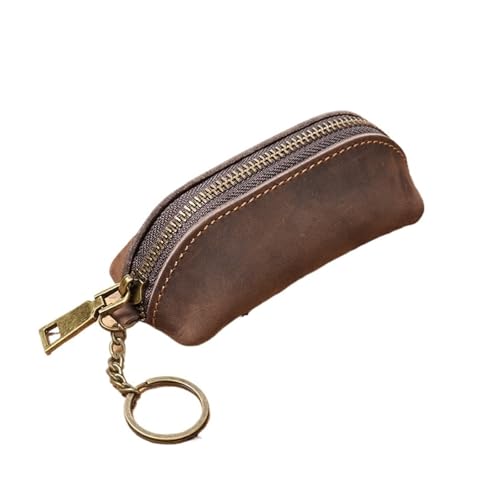 Leder geldbörse Herren Echtleder Geldbörse Vintage Mini Geldbörse Halter Organizer Tasche Haushälterin Auto Fall(Dark Brown) von HUDFVIOI