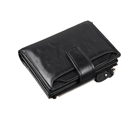 Leder geldbörse Herren Geldbörse Brieftasche Mann Leder Reißverschluss Visitenkartenhalter Geldbeutel männlich(No Logo Black) von HUDFVIOI