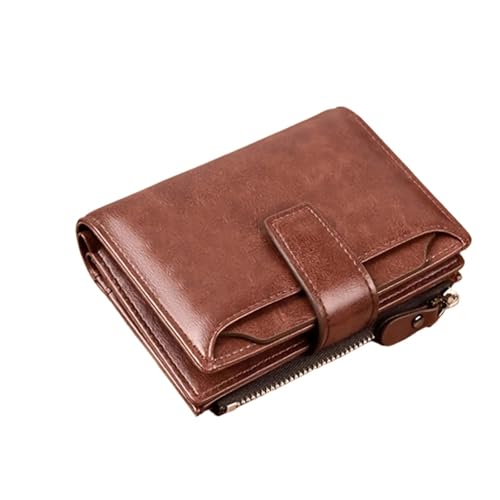 Leder geldbörse Herren Geldbörse Brieftasche Mann Leder Reißverschluss Visitenkartenhalter Geldbeutel männlich(No Logo Brown) von HUDFVIOI