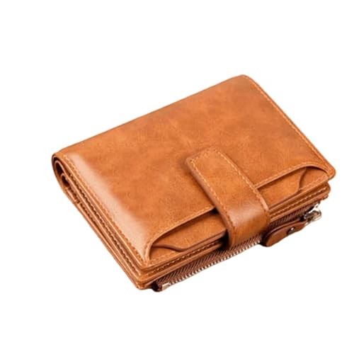 Leder geldbörse Herren Geldbörse Brieftasche Mann Leder Reißverschluss Visitenkartenhalter Geldbeutel männlich(No Logo Khaki) von HUDFVIOI