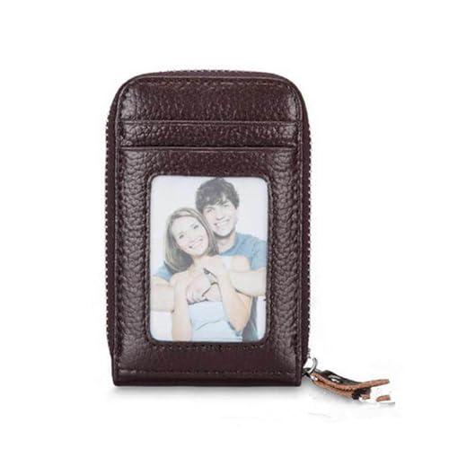 Leder geldbörse Herren Geldbörse PU Leder Kreditkartenetui RFID Blocking Reißverschlusstasche Herrentasche(Auburn) von HUDFVIOI