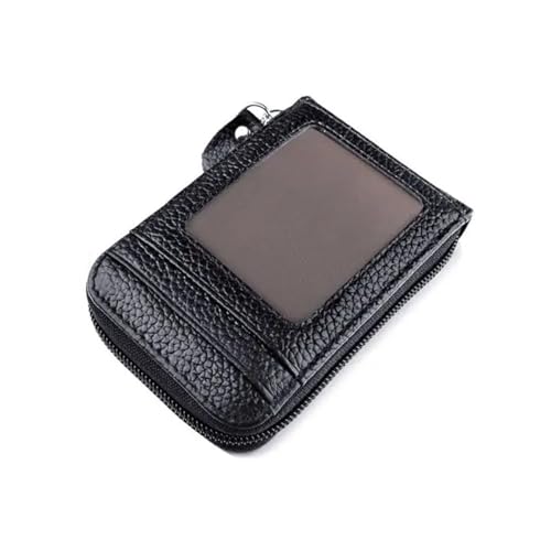 Leder geldbörse Herren Geldbörse PU Leder Kreditkartenetui RFID Blocking Reißverschlusstasche Herrentasche(Black) von HUDFVIOI