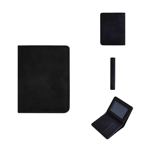 Leder geldbörse Herren Geldbörse Slim Sanded Leder Multi Kartenhalter Minimalist Casual Business(Black) von HUDFVIOI