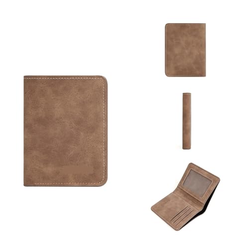 Leder geldbörse Herren Geldbörse Slim Sanded Leder Multi Kartenhalter Minimalist Casual Business(Brown) von HUDFVIOI