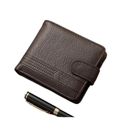Leder geldbörse Herren Kurze Bifold PU Leder Männliche Hasp Brieftasche Kredit ID Kartenhalter Herren Brieftasche Clutch Geldbörsen(Brown) von HUDFVIOI