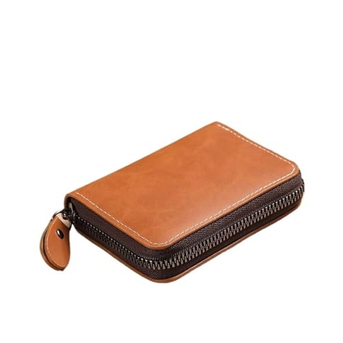 Leder geldbörse Kartenhalter Große Kapazität ID Brieftasche Leder RFID Blocking Kompakte Fall männer(Brown) von HUDFVIOI