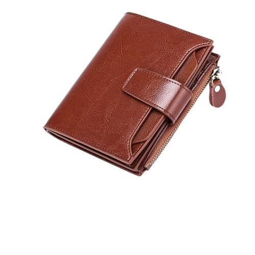 Leder geldbörse Kurze Damen-Geldbörsen aus Leder mit Reißverschluss und Münzfach, Namensgravur, hochwertiger Kartenhalter(Style 2) von HUDFVIOI