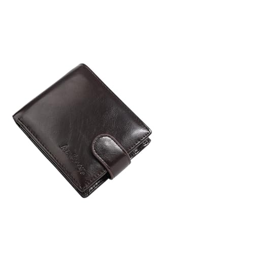 Leder geldbörse Kurze Herren Geldbörsen Reißverschluss Münzfach Business Männliche Geldbörsen PU Kartenhalter Kleine Brieftasche(Coffee) von HUDFVIOI