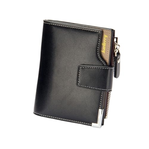Leder geldbörse Kurze Männer Geldbörsen Reißverschluss Münzfach Kartenhalter Männliche Brieftasche Kupplung Foto Marke Mann Geldbörsen(Black) von HUDFVIOI
