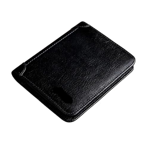 Leder geldbörse Leder Geldbörse Retro Business Design RFID Schutz Kurze Karte Halter Münze Geldbörsen Geld Tasche(Black-2 Pages) von HUDFVIOI