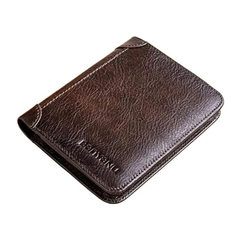 Leder geldbörse Leder Geldbörse Retro Business Design RFID Schutz Kurze Karte Halter Münze Geldbörsen Geld Tasche(Coffee-3 Pages) von HUDFVIOI