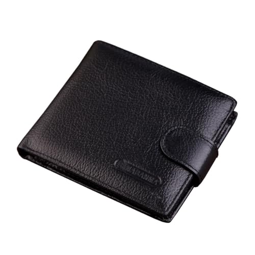 Leder geldbörse Leder Kartenhalter Geldbörsen Custom Slim Classic for Männer Short RFID(Black) von HUDFVIOI