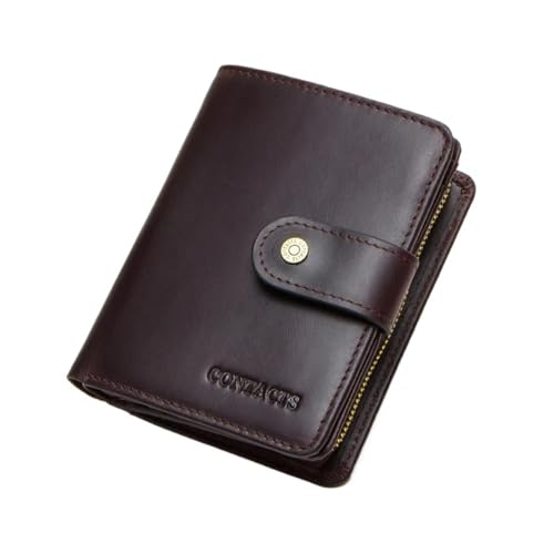 Leder geldbörse Leder Kurze Geldbörsen for Männer RFID Vintage Geldbörse Kartenhalter Männlichen Geld Clip(Coffee) von HUDFVIOI
